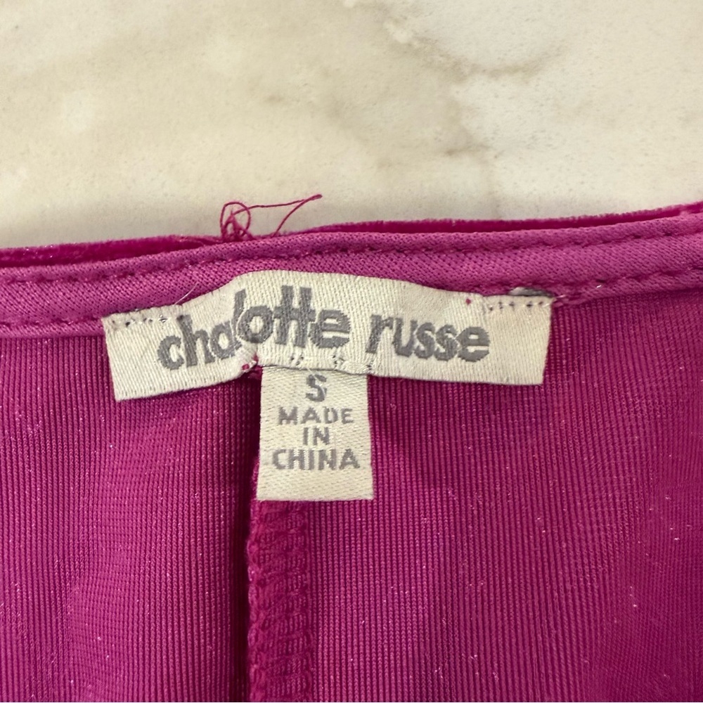 Y2K Charlotte Russe NWT Velour LongSleeve Plunge Mini Dress Womens Small Magenta - Picture 5 of 7